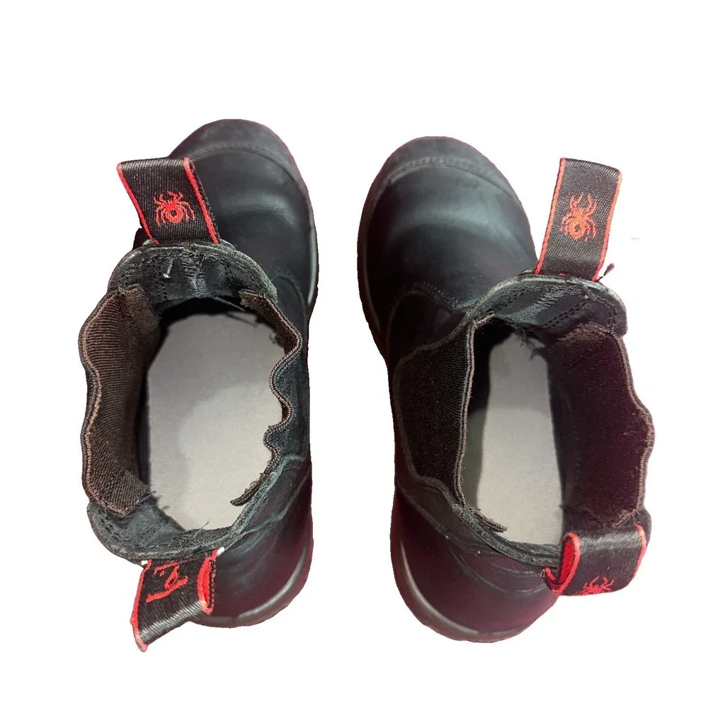 Redback Mens Bobcat Safety Work Boots Size 9 Black Leather Slip On Steel Toe
